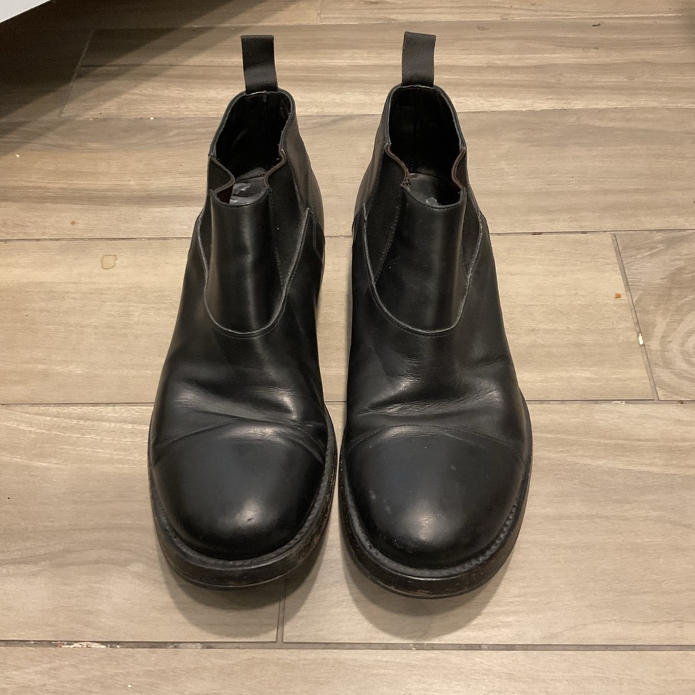 Prada Vintage Men’s Cap Toe Black Leather Ankle Boots Booties Shoes sz 8 - Picture 3 of 7